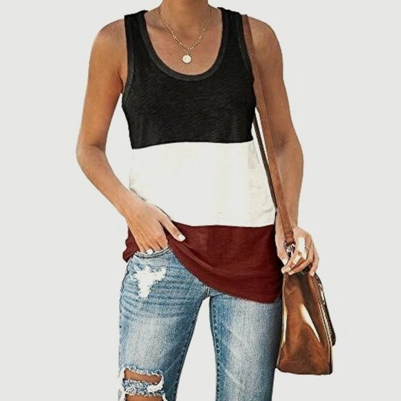 unknown Tops - 3/$15 Color block Racerback Tank Top in a Size Large